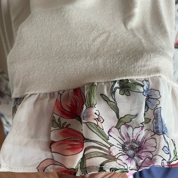 Cream Floral Sleeve Top by Cerule
Sz L . Sheer sleeve floral blue green NWT - Picture 7 of 12
